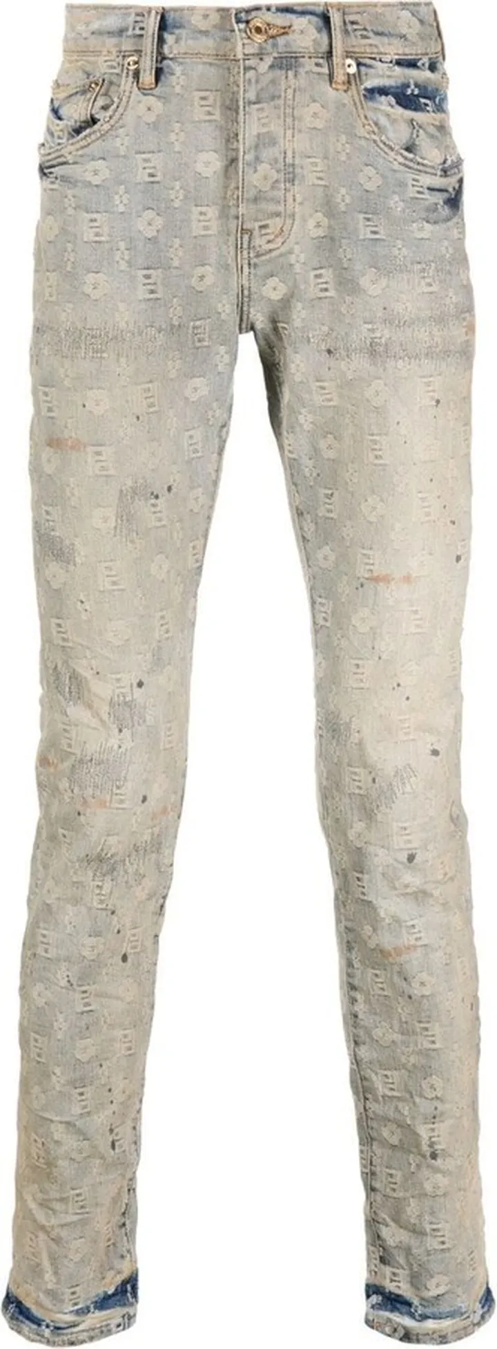 P001 patterned-jacquard jeans