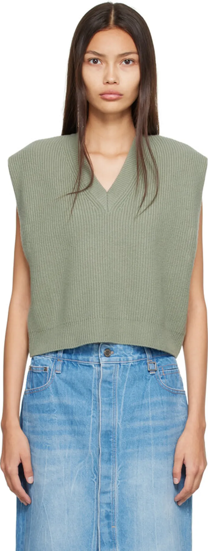 Wooyoungmi Green V-Neck Sweater Vest