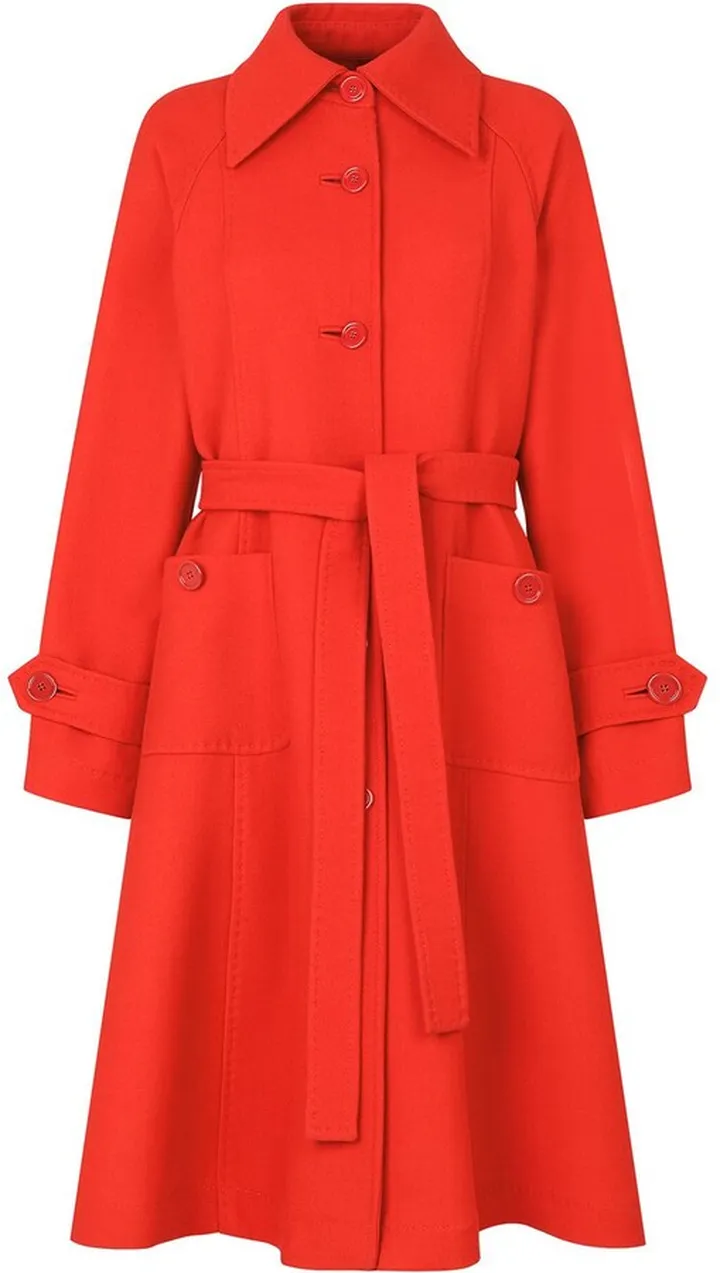 belted A-line trench coat