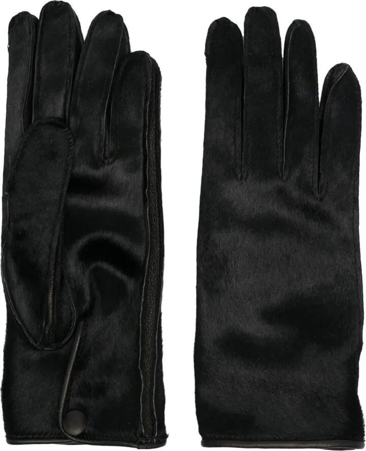 Signature-Stitch Logo Pony-Hair Gloves