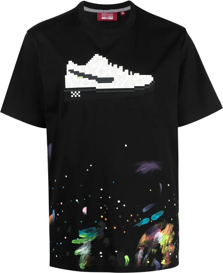 White Louise paint-splatter cotton T-Shirt