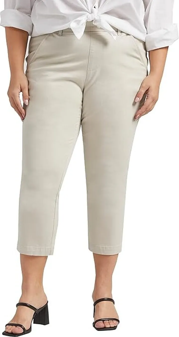 Jag Jeans Plus Size Maddie Mid-Rise Capris (Stone) Women's Casual Pants
