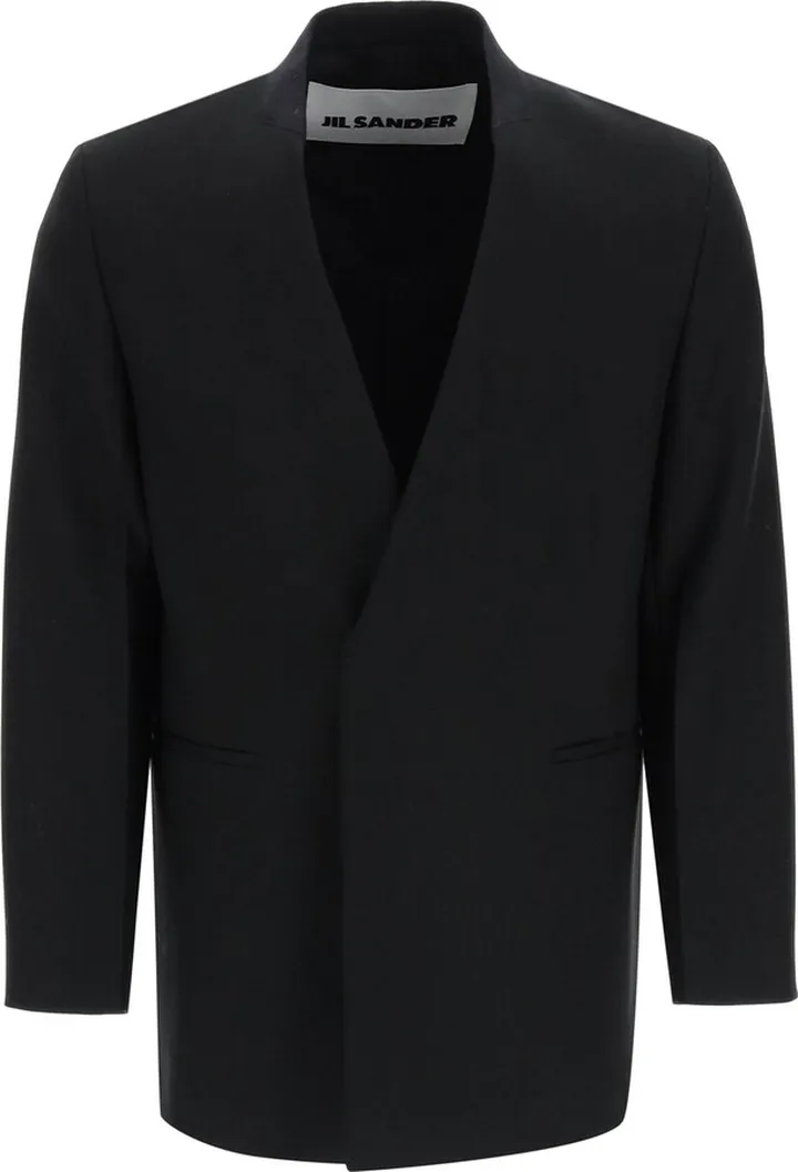 Collarless Wool Jacket