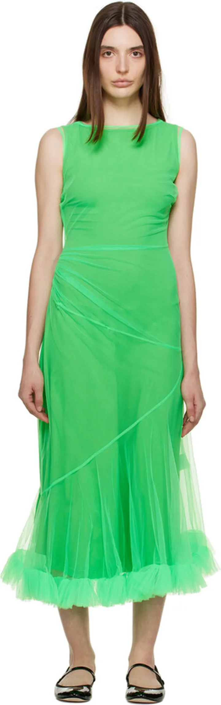 Molly Goddard Green Jaz Midi Dress