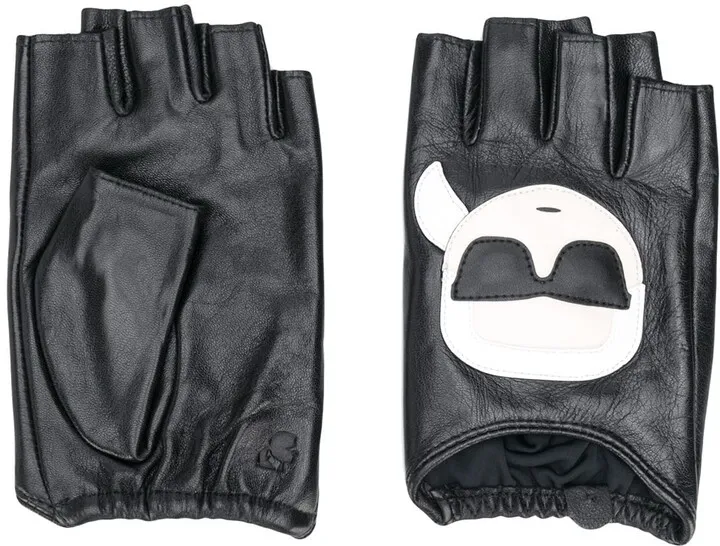 Logo Print Fingerless Gloves