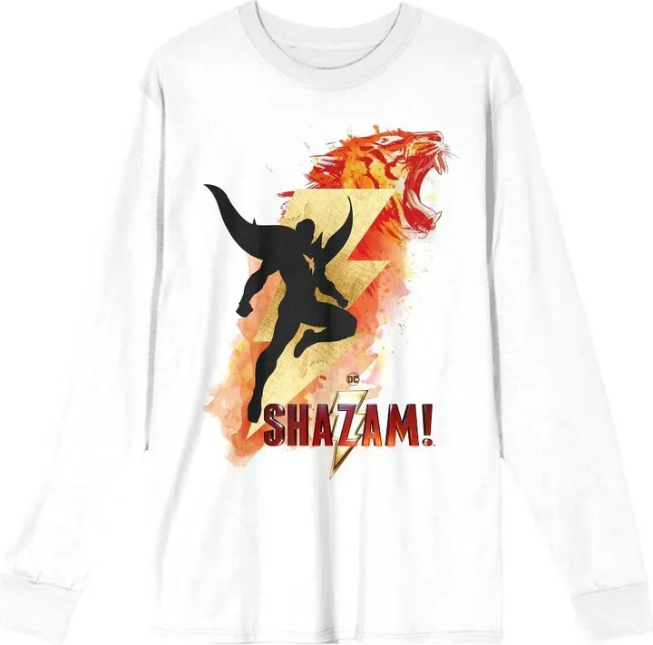 Shazam! Movie Title Art Women’s White Long-Sleeve Tee-3XL