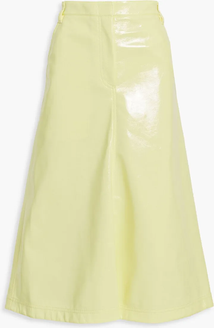 Faux patent-leather midi skirt