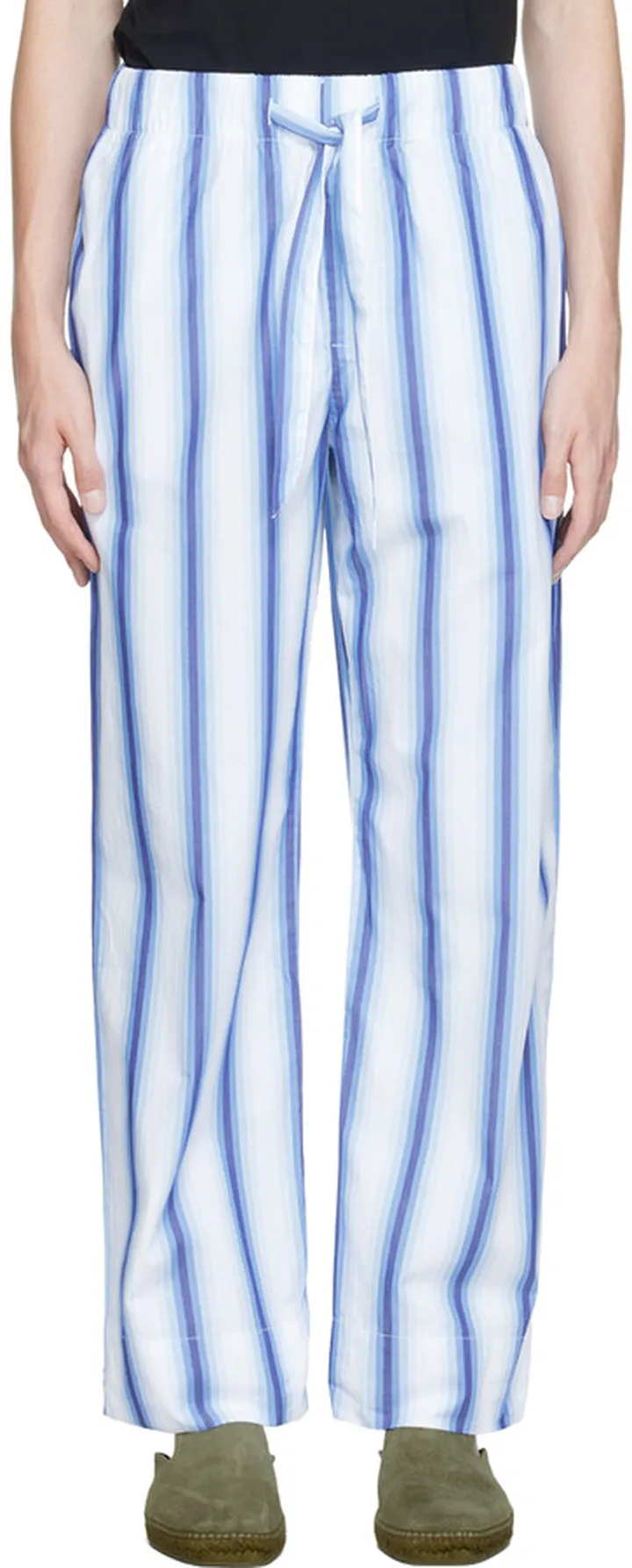 Tekla Blue & White Poplin Pyjama Pants
