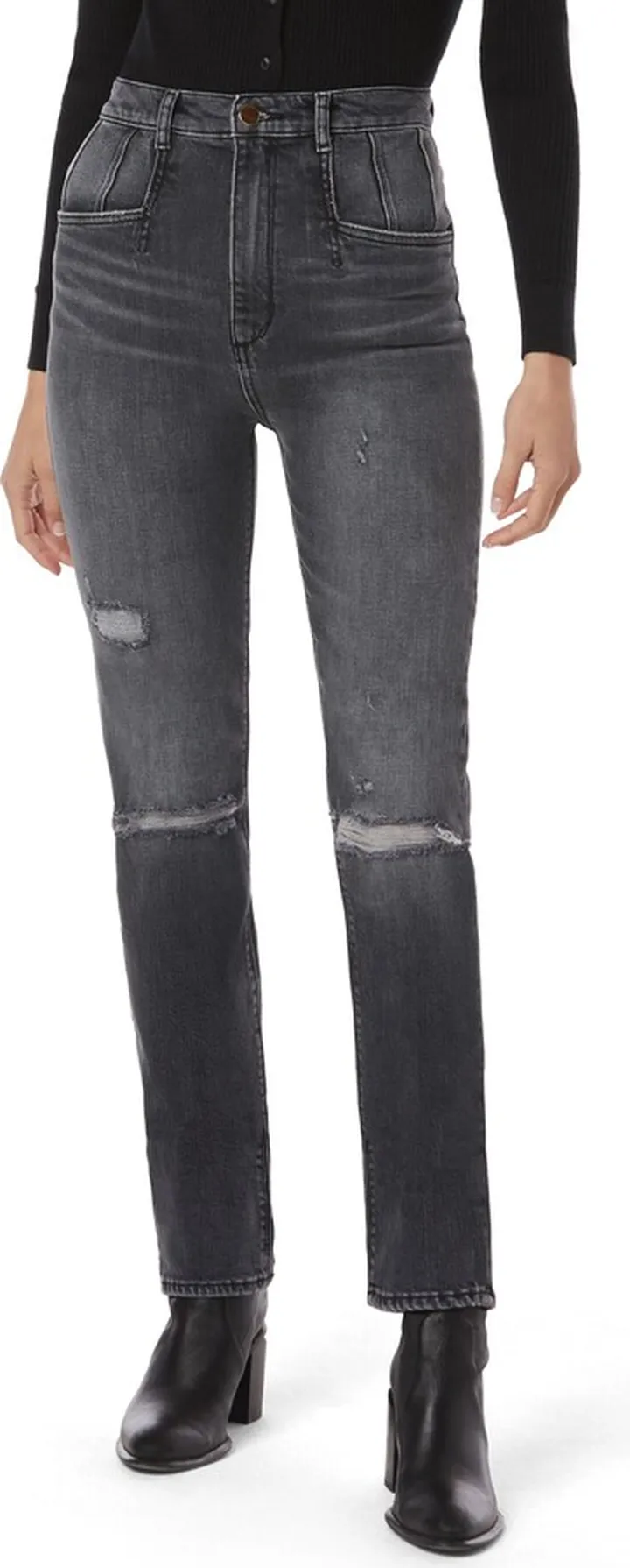 The Jordie Distressed Super High Waist Straight Leg Jeans