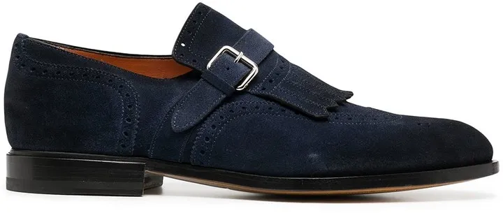 Suede Buckle-Fastening Loafers