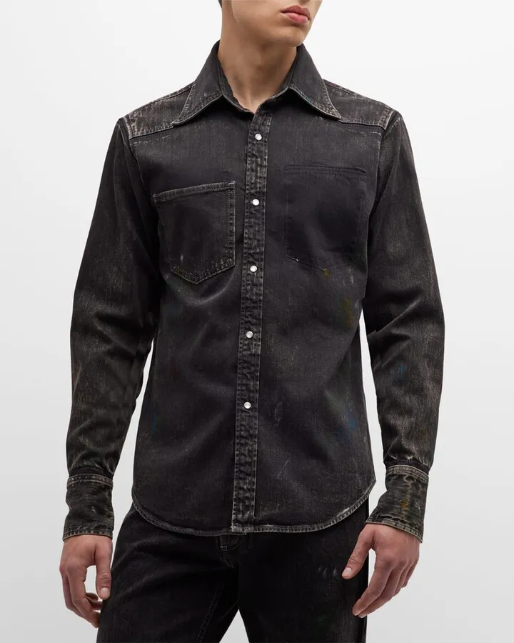 Men's Painted Denim Sport Shirt