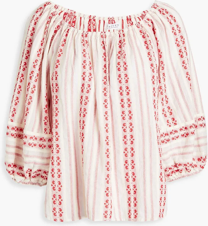Viviette striped cotton-jacquard blouse