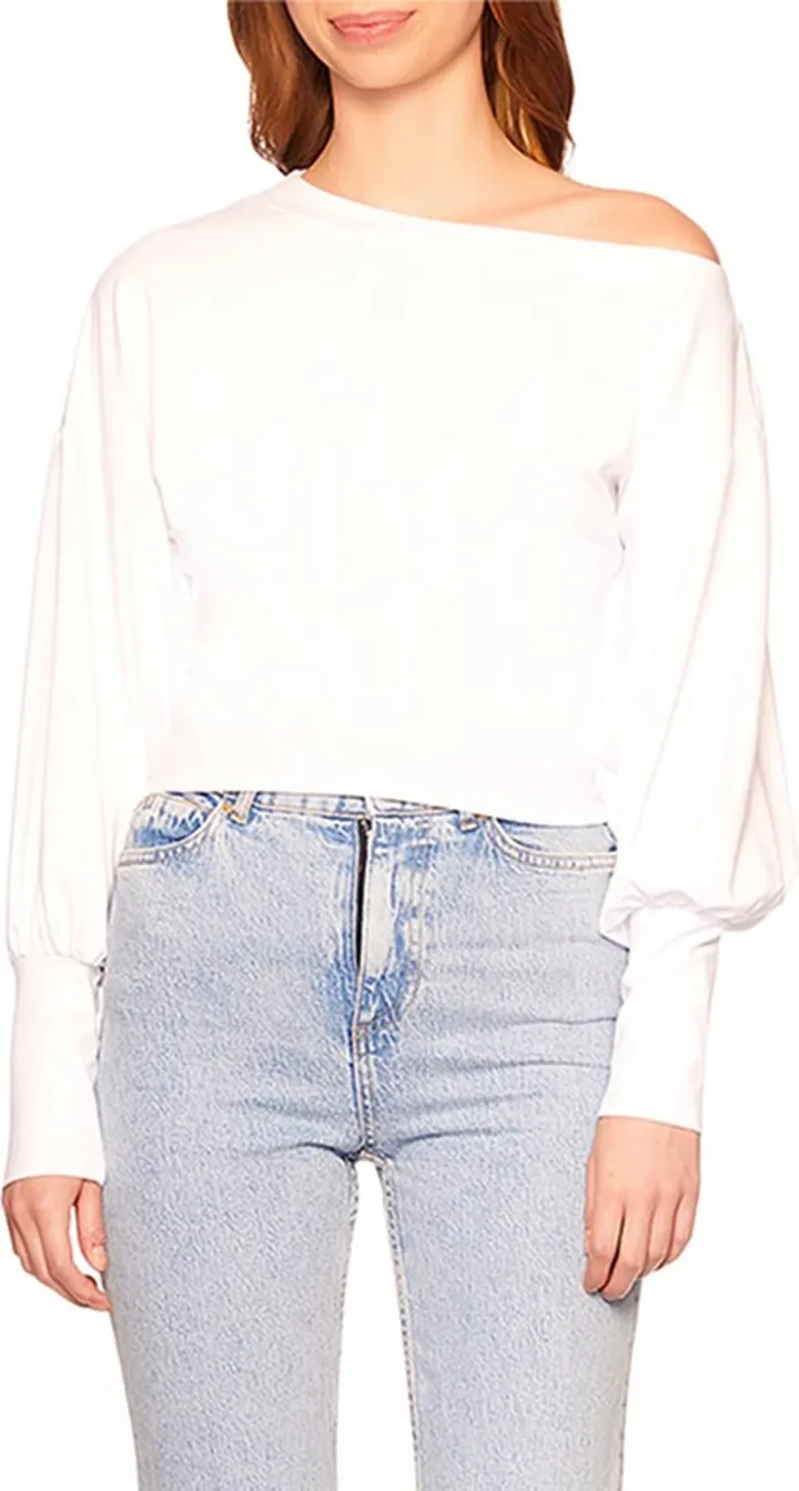 One-Shoulder Bishop-Sleeve Top