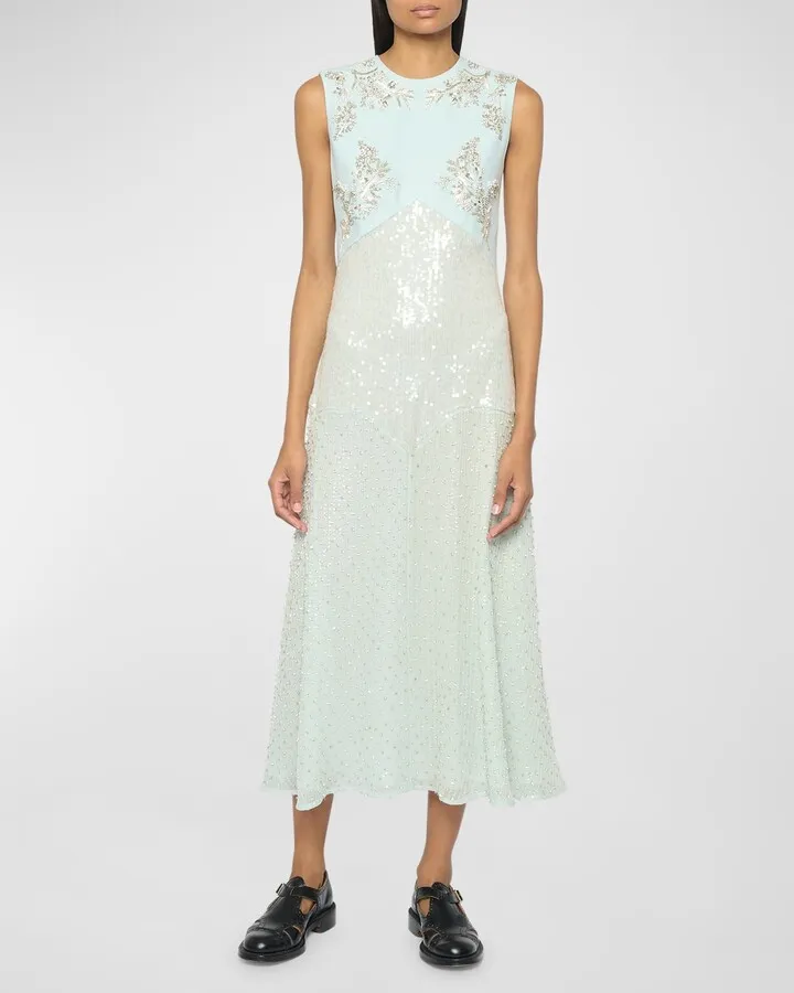 Embellished Crystal Midi Dress