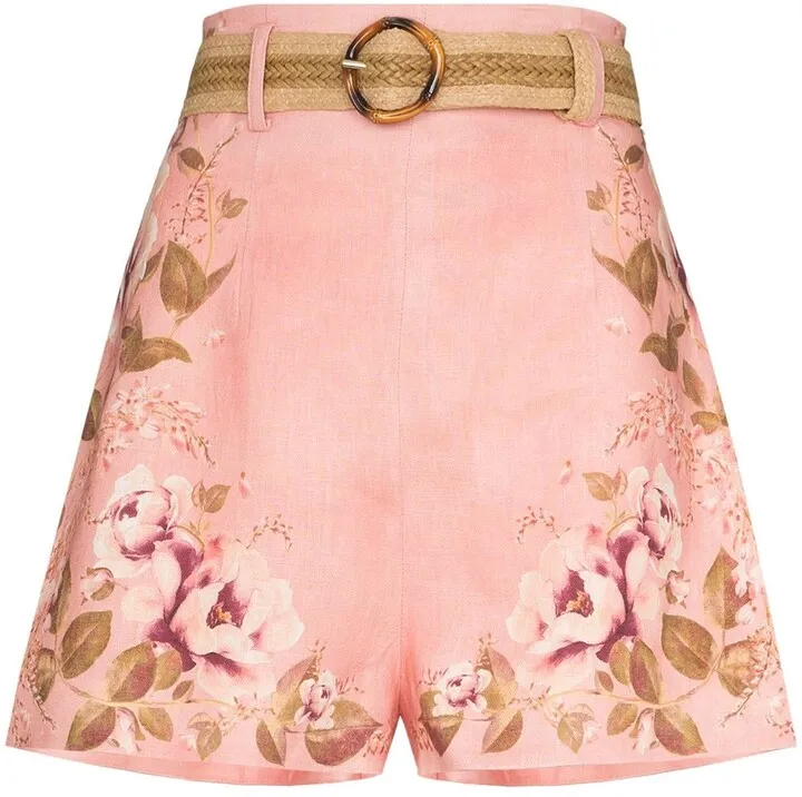 Rosa floral belted shorts