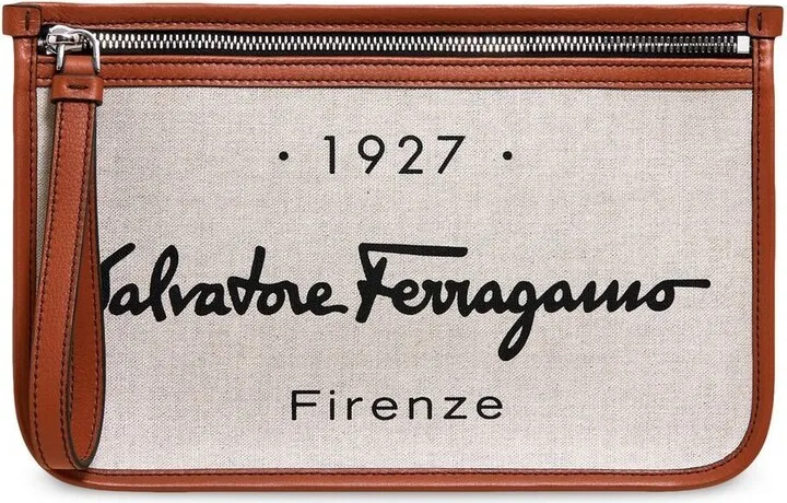 Logo-Print Clutch Bag