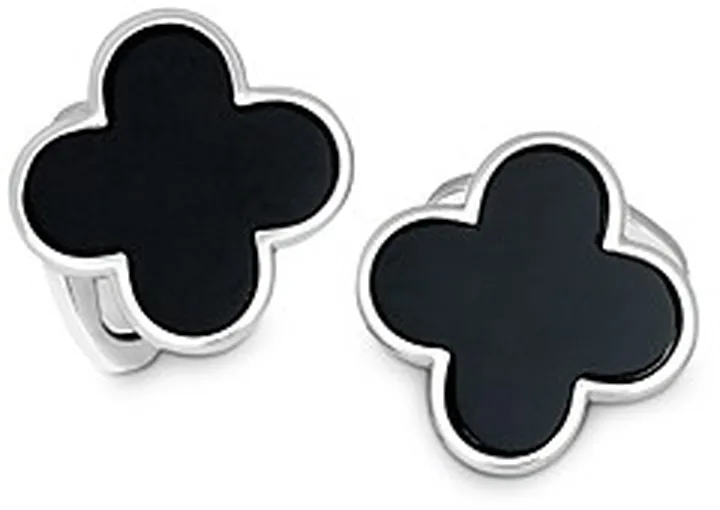 Jan Leslie Sterling Silver and Black Onyx Clover Cufflinks