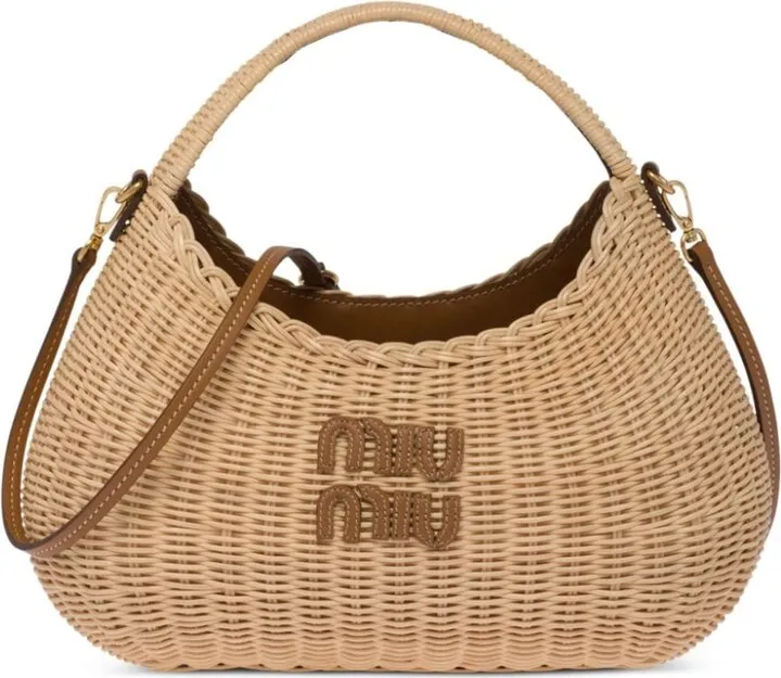 Miu Wander wicker tote bag