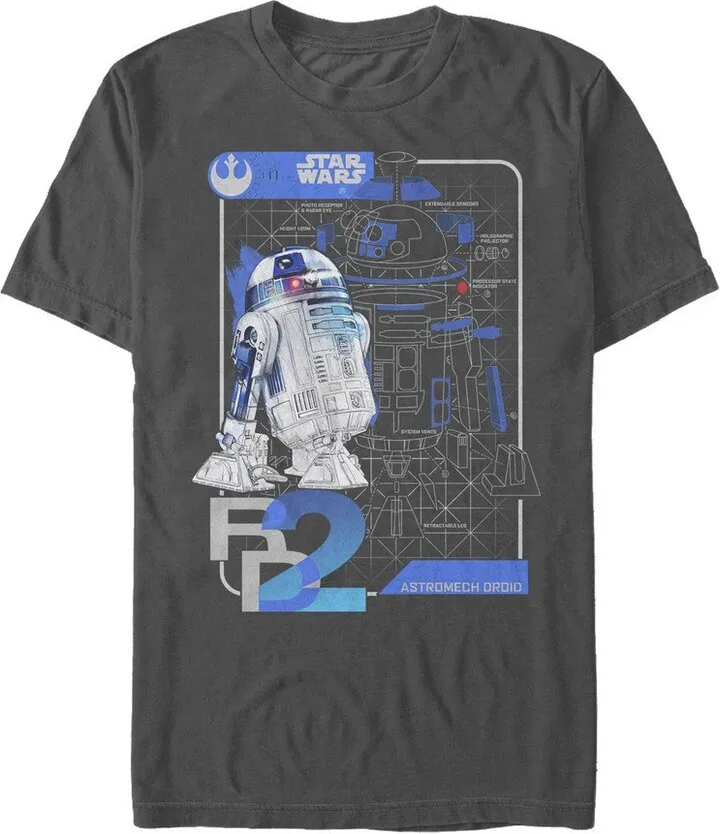 Men's Star Wars The Last Jedi R2-D2 Schematics T-Shirt - Charcoal - 2X Large