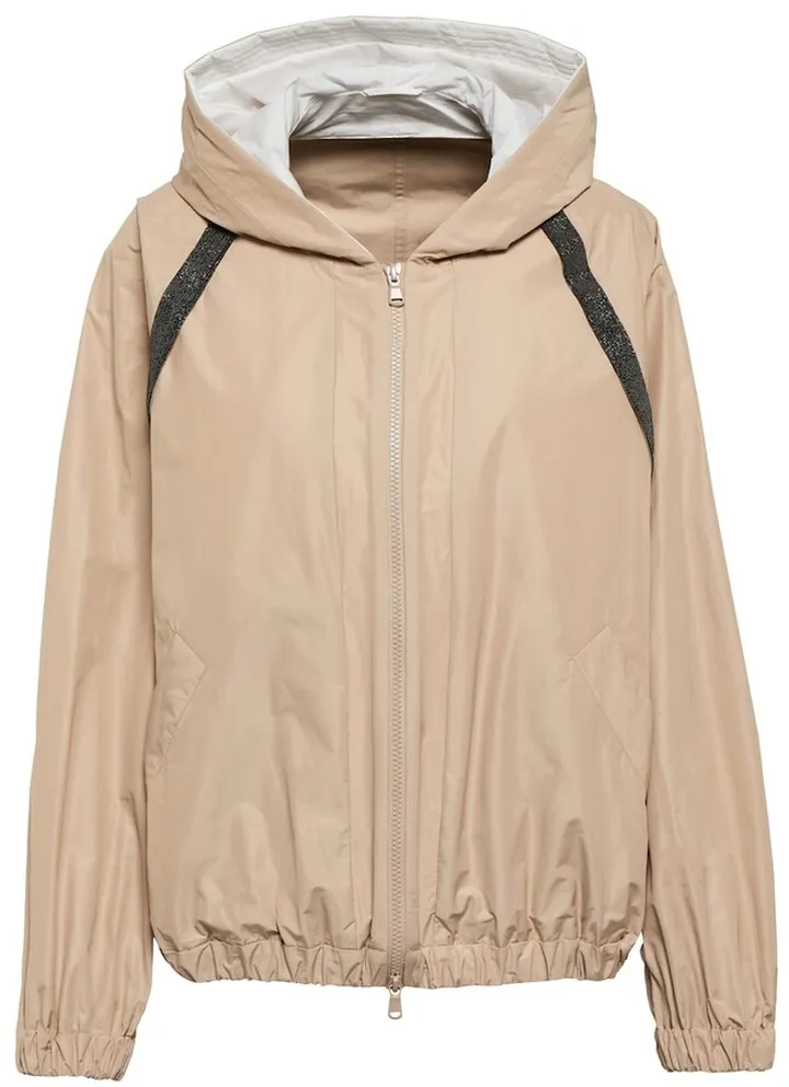 Embellished hooded rain jacket