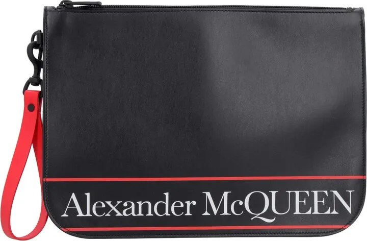 Logo Detail Flat Leather Pouch