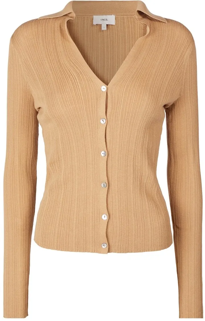 Ribbed-knit V-neck cardigan