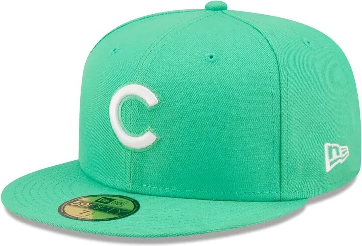 Men's New Era Island Green Logo White Chicago Cubs 59FIFTY Fitted Hat