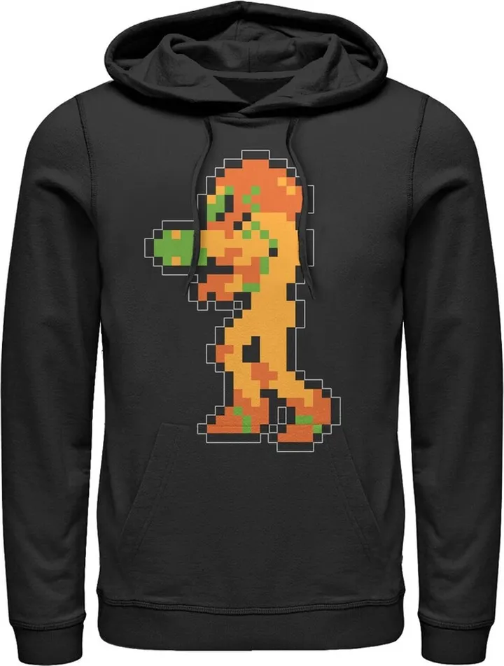 Men's Nintendo Metroid Pixelated Samus Pull Over Hoodie - Black - 2X Large