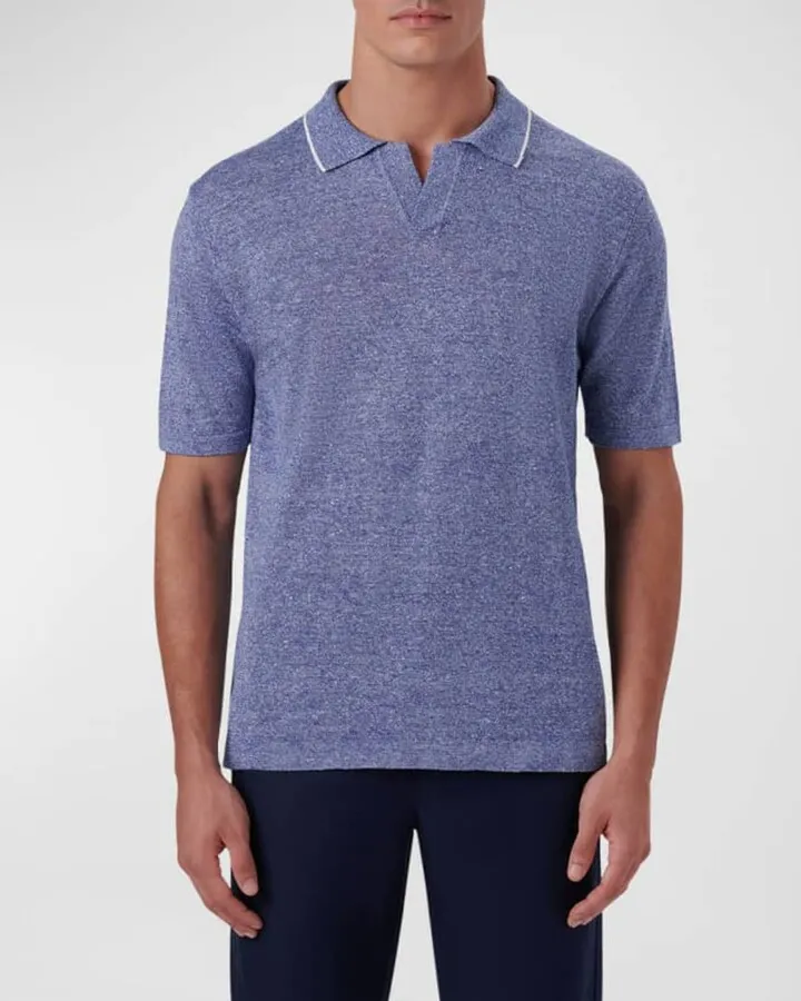 Men's Linen-Cotton Polo Sweater