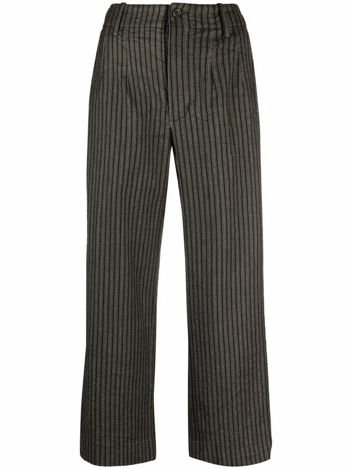 Cropped Pinstripe Tailored Trousers