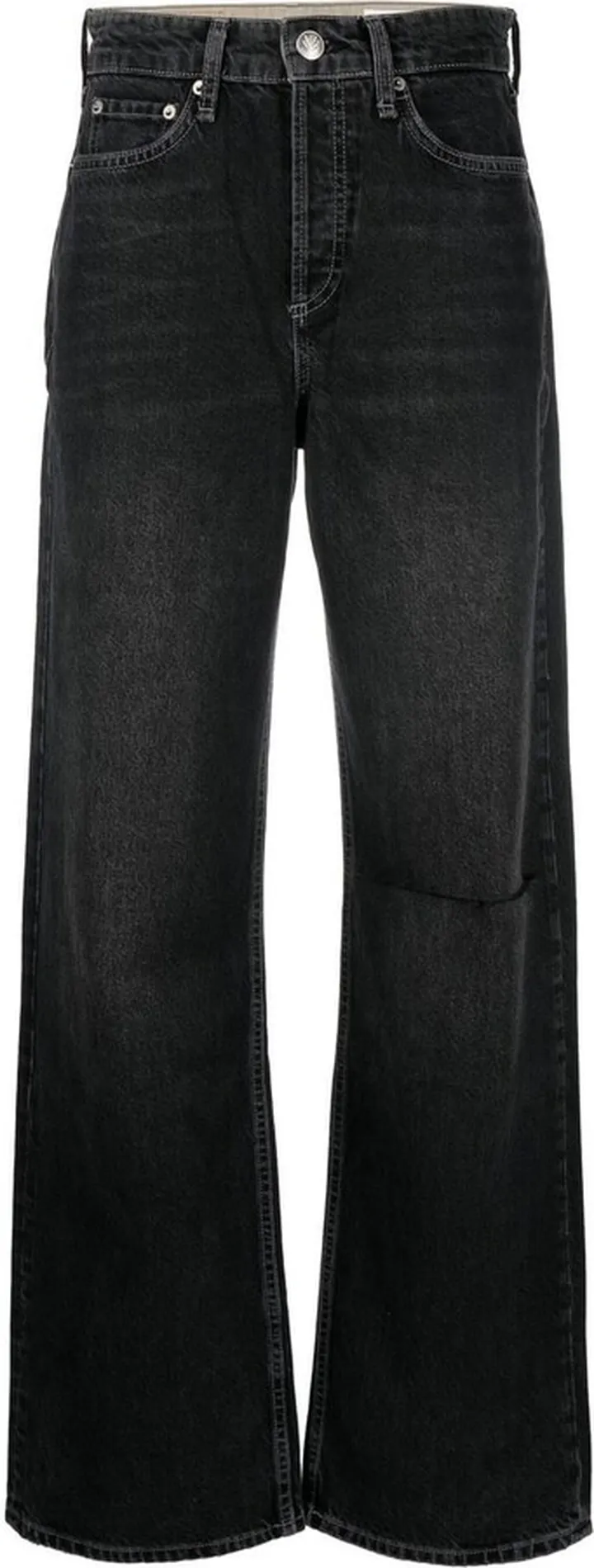 Ripped Detail Wide-Leg Jeans