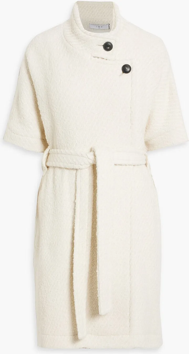 Handee belted bouclé-tweed cape