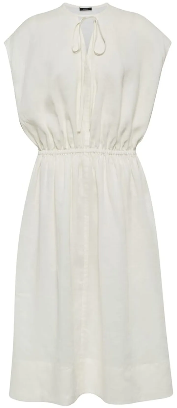 Tie-neck ramie dress