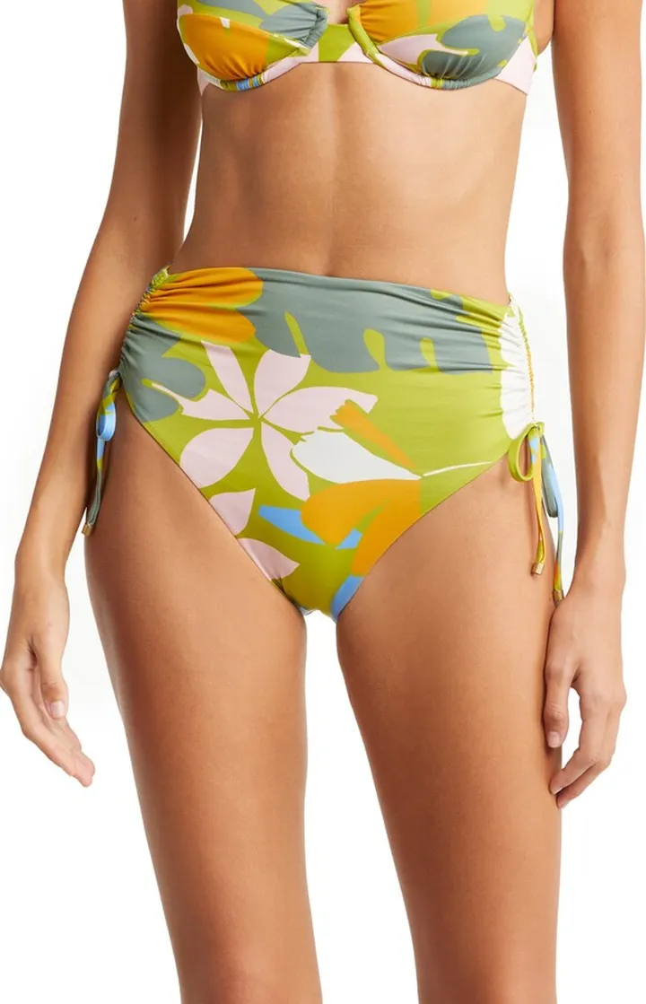 Gemma Ruched High Waist Bikini Bottoms