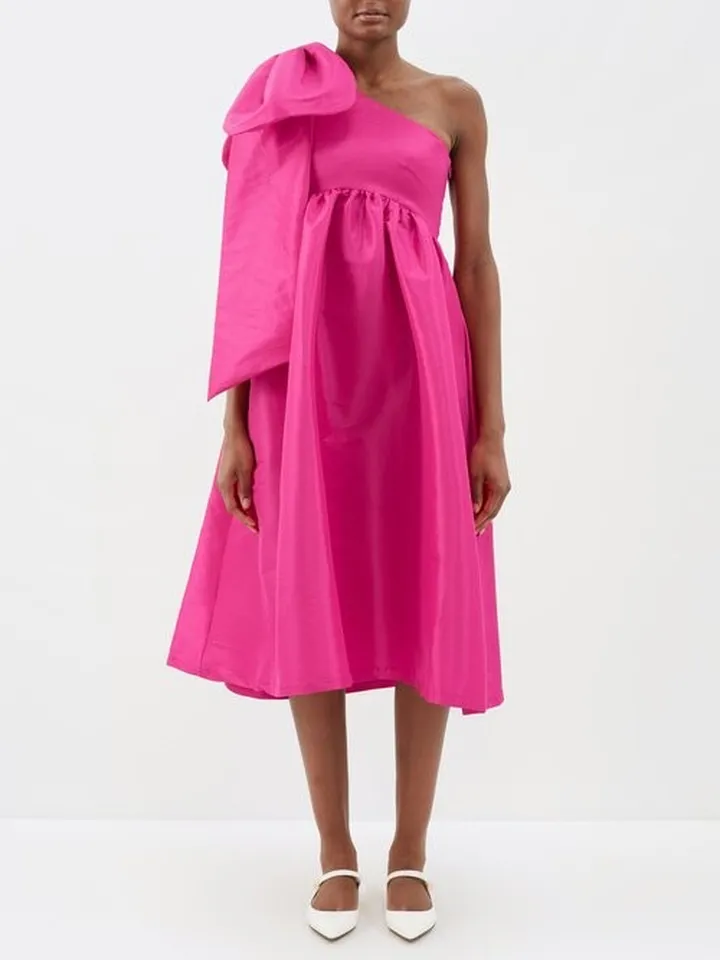 Claressa Bow Taffeta Midi Dress