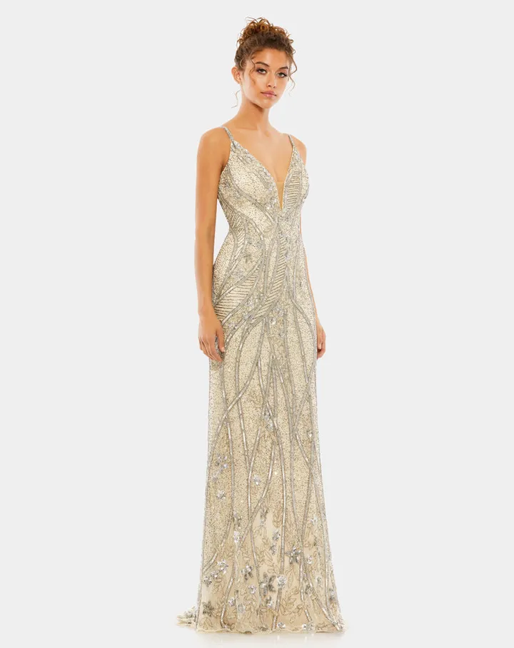 Embellished Low Back Gown