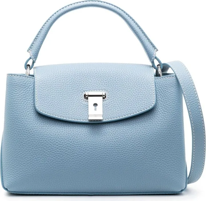 Texture-Finish Leather Tote Bag