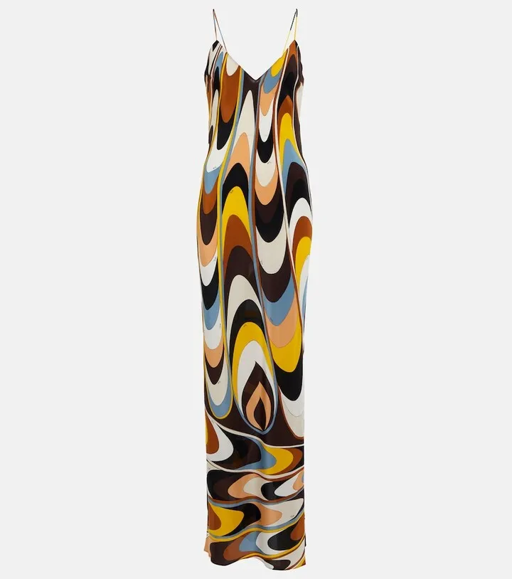 Printed silk maxi dress