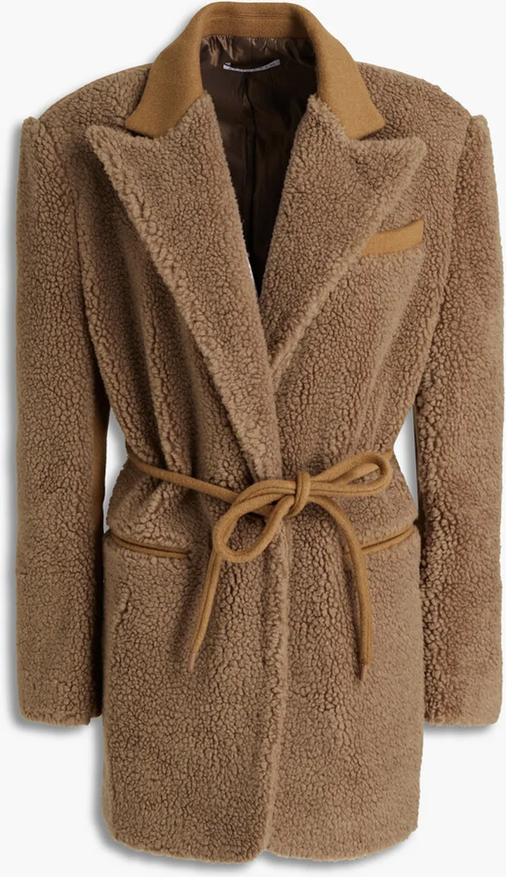 Laura belted faux shearling and wool blazer