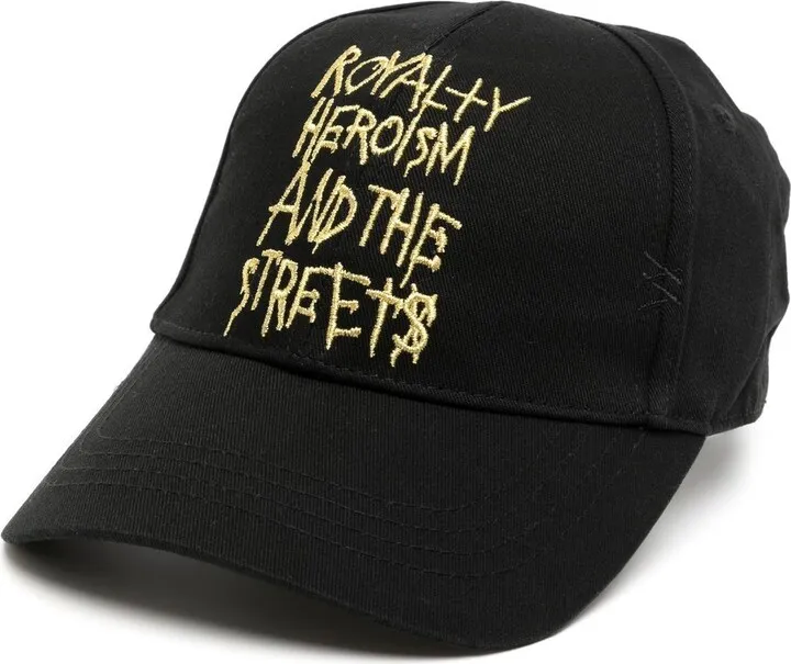 Slogan-Embroidered Cotton Cap