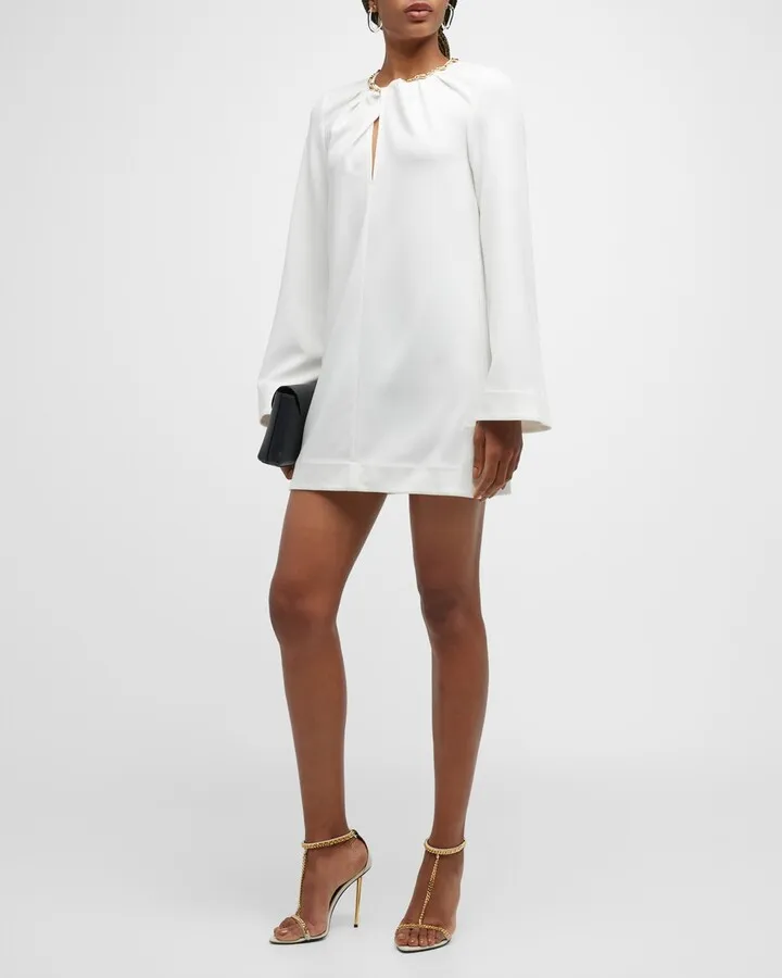 Amanda Bell-Sleeve Necklace Mini Dress