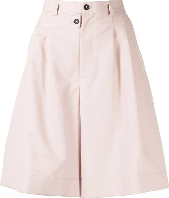 Double-Waistband Wool-Blend Shorts
