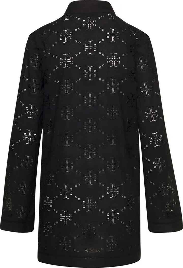 'tory' Black Tunic With Cut-outs And Tassel In Lightweight Cotton Woman Tory Burch