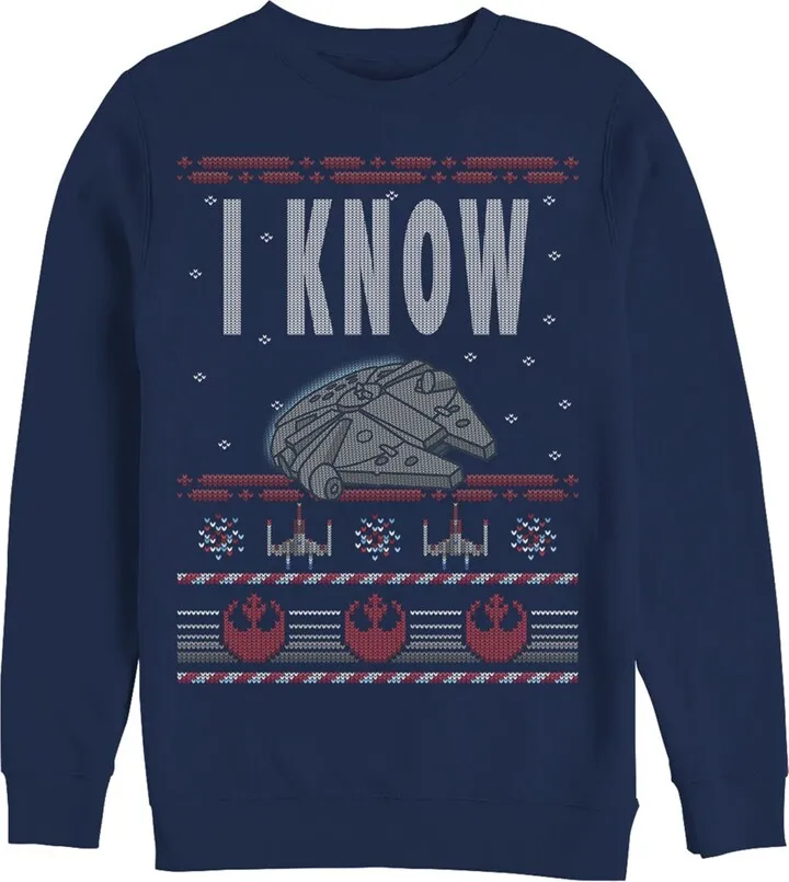 Men's Star Wars Christmas I Know Quote Sweatshirt - Navy Blue - X Large