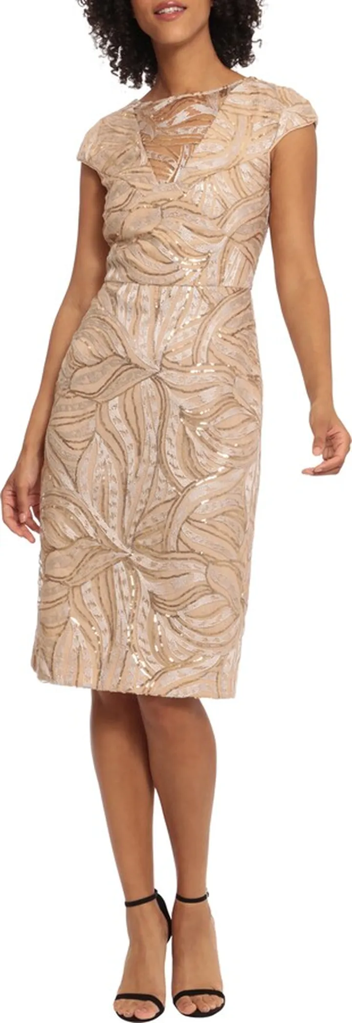 Sparkle Lace Illusion Sheath Dress