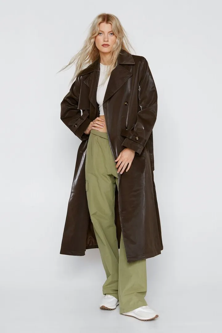 Nasty Gal Womens Vinyl Longline Trench Coat