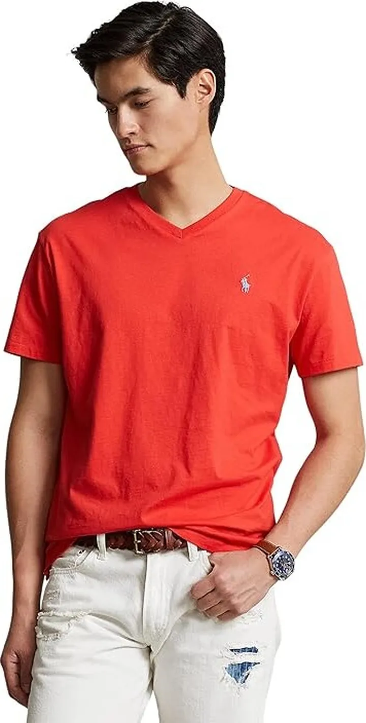 Polo Ralph Lauren Classic Fit V-Neck Tee (Red) Men's T Shirt