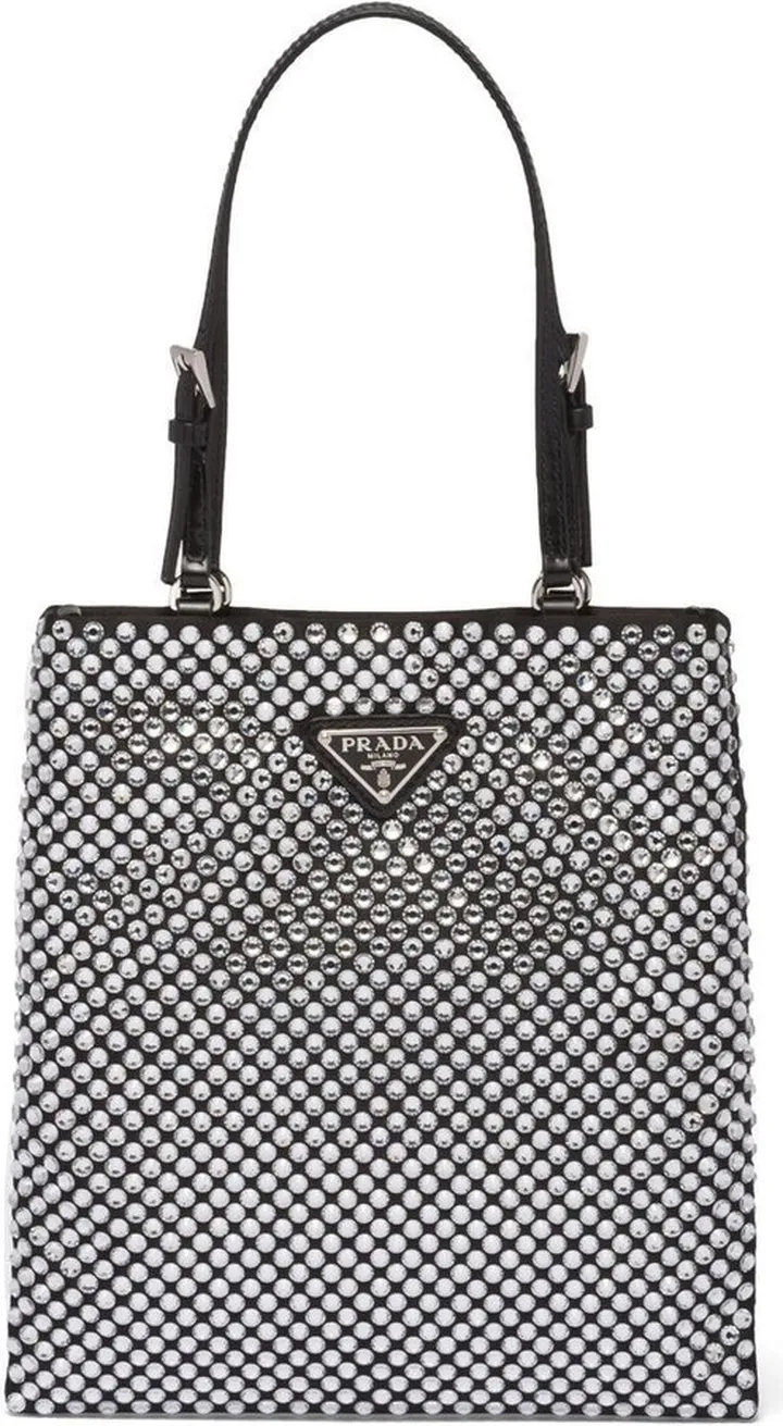 Crystal-Embellished Satin Tote Bag