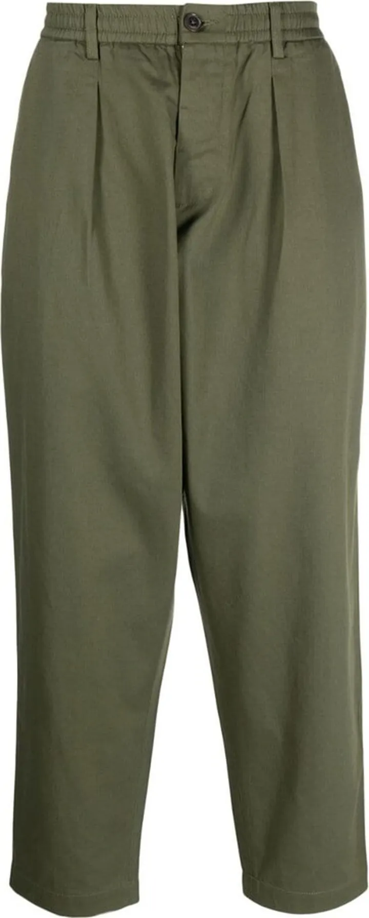 Elasticated-Waistband Tapered Trousers