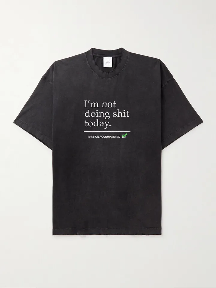 Oversized Embroidered Printed Distressed Cotton-Jersey T-Shirt